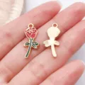 Rode oliedruppel roos bloem metalen bedeltje hanger DIY sieraden accessoire voor ketting - 1 stuks Rode emaille roos 23x10 mm