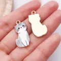 Süßer Katzen Emaillierter Anhänger Metall Legierung DIY Handgemachte Schmuck Zubehör. - Graue Sitzende Katze