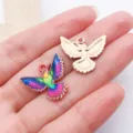 Close-up of alloy enamel flying bird jewelry charms, perfect for DIY necklaces and crafts. - Colorful Enamel Spread-Wing Hummingbird (27625)