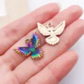 Colorful enamel hummingbird alloy charms pendants for DIY jewelry making necklace crafts. - Colorful Enamel Spread-Wing Hummingbird (27623)