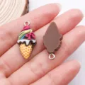 Colgantes de helado de resina accesorios de joyería DIY postres lindos para pulsera - Cono de Helado Lazo Amarillo(24504)