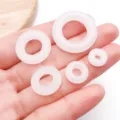 White glass imitation jade safety buckle beads DIY bracelet jewelry accessories - White Lampwork Glass Ping'an Kou Donut Pendant (Large Hole)