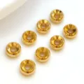 Perles d'espacement de roue en laiton plaqué or 18K pour la fabrication de bijoux DIY - Entretoise Roue Biseautée (T70)