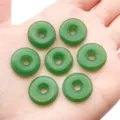 Green glass imitation jade peace buckle loose beads, DIY handmade bracelet accessories. - 8mm - Hole 1.2mm - 0.3g / Dark Green Murano Glass Ping'an Safety Buckles (Small Hole)
