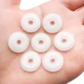 White jade imitation safety buckle loose beads DIY bracelet jewelry accessories part - 8mm - Hole 1.2mm - 0.3g / White Lampwork Glass Ping'an Kou Donut Pendant (Small Hole)