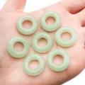 Light green glass jade donut beads for DIY handmade bracelets, chic Chinese style jewelry accessories. - Green Lampwork Glass Ping'an Kou Donut Pendant (Large Hole)