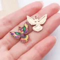 Colorful enamel flying bird alloy charm pendant DIY jewelry making accessories variant. - Colorful Enamel Spread-Wing Hummingbird (27614)