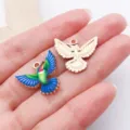 Enamel Bird Pendant Alloy DIY Charm Multi-color Necklace Phone Chain Accessory - Blue Enamel Spread-Wing Hummingbird (27616)