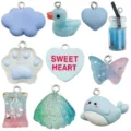 Ciondoli in resina blu simpatici accessori gioielli fai da te animali cuore nuvola 9pz - Misto / Confezione da 10 / Blu