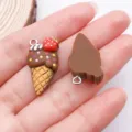 Colgantes de helado de resina para joyería DIY, dije de fresa para pulseras y collares. - Cono de Helado de Fresa (24547)