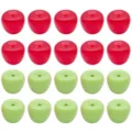 Perles en acrylique en forme de pomme rouge et verte pour bijoux DIY et bracelets. - Ensemble Pomme Trou Passant Acrylique / Ensemble de 20 Pièces / Mélange Multicolore