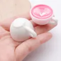 Mini resin coffee cup pendant DIY handmade charm cute miniature drinks craft accessory detail - Glowing Rainbow Light Latte Art Coffee Cup (24795)