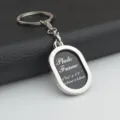 Metal photo frame keychain oval pocket keyring cute couple gift picture souvenir pendant. - Oval Picture Frame / Silver