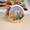 Portable rose gold compact mirror with daisy floral design, double-sided pocket makeup mirror. - Daisy Mirrors (Rose Gold)