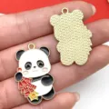 Año Nuevo Panda Aleación Esmalte Colgante DIY Joyería Accesorios Collar Llavero Abalorio - Petardo (21536) / 1 Pieza (31x21.4mm) / Multicolor