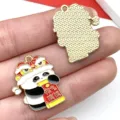 Colgante de panda con danza del león de aleación estilo chino para collar y llavero. - Lleno de Bendiciones (21541)