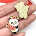 Abalorio de esmalte panda estilo chino colgante collar llavero accesorio DIY de aleación - Felicitaciones por la Prosperidad (21543)