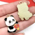 Dije colgante esmaltado panda lindo accesorio joyería aleación DIY para collar llavero - Linterna de Bendición (21544)