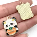 Lindo colgante esmalte aleación panda bricolaje fabricación joyería estilo chino 1pz - Caqui Ruyi (21547)