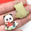 Colgante de aleación esmaltada de panda de estilo chino accesorios de joyería DIY llavero - Loto Pez Koi (21548)