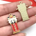 Estilo chino panda danza del león aleación esmalte DIY joyería colgante llavero accesorio - Buena Suerte Continua (21552)