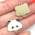 Adorable colgante de esmalte de aleación DIY de panda para collar, joyas artesanales y llaveros. - Doble Colgante Panda (21570)