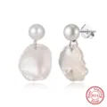 S925 Silber Barock Perle Ohrringe elegante unregelmäßige Perlen Ohrstecker Schmuck Geschenke - Barocke Unregelmäßige Künstliche Perlenohrringe / 10-14mm / Weißgold beschichtet