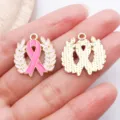 Pendentif en métal couronne ruban rose pour bracelet collier fabrication de bijoux - Ruban Noeud Fleur Goutte / 1 Pièce (22x20x1mm) / Rose