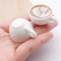 Miniature coffee cup resin charm dollhouse food play DIY jewelry making accessory crafting. - Glowing Rainbow Light Latte Art Coffee Cup (24789) / 1 Piece Pack (19x39x31mm) / Coffee Brown