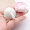Miniature resin coffee cup charms DIY pendant accessories with cute heart latte art. - Glowing Rainbow Light Latte Art Coffee Cup (24793)
