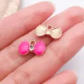Lot de pendentifs nœud rose et or, charm en métal et strass pour création de bijoux DIY. - Nœud en Strass / 1 Pièce (14.5x9mm) / Rose rouge