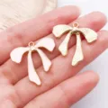 Pendentif nœud papillon émaillé rose et doré pour accessoires de bijoux collier bracelet DIY. - Grand Nœud / 1 Pièce (27x26mm) / Rose