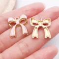 Pendentif noeud rose en metal goutte d'huile accessoires bijoux bracelet collier DIY 2pcs - Nœud ajouré / 1 Pièce/Paquet (20x18mm) / Rose