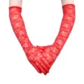 Damen lange rote spitze strass handschuhe für tanz performance und abendparty details - Einheitsgröße / Rot