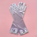 Guantes largos de saten para ninos accesorios de vestido de princesa lazo de escena - Talla única / Violeta Claro