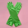 Guantes largos de satén verde para niños vestido de princesa disfraz fiesta baile ropa escenario - Talla única / Verde oscuro