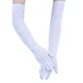 Damen lange Netzhandschuhe mit Strass weiss abend party oper leistung handschuhe 55cm - Einheitsgröße / Weiß