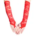 Damen rote spitze fingerlose handschuhe blumen spitzenhandschuh party hochzeit handschuh - Kartenverpackung / Rot