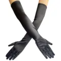 Elegante schwarze lange Satinhandschuhe für Damen, ideal für Hochzeiten und Partys. - Über dem Ellbogen Lang (Mit Kartonverpackung) / Schwarz