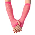 Neonrosa Strass Netz-Handschuhe, sexy fingerlose lange Netz-Handschuhe für Damen Party Clubwear. - Einheitsgröße / Fuchsia