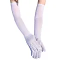 Lunghi guanti in rete bianca da donna, guanti elastici trasparenti per festa e matrimonio. - Confezione in cartoncino / Bianco