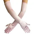 Lange rosa Satinhandschuhe für Brauthochzeit, Halloween-Cosplay und 1920er Vintage-Party. - Über dem Ellbogen Lang (Mit Kartonverpackung) / Hellrosa