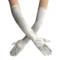 Lange Satin Handschuhe Damen Braut Hochzeit 1920er Jahre Vintage Cosplay Party Weiß - Über dem Ellbogen Lang (Mit Kartonverpackung) / Silbergrau