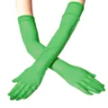 Guanti lunghi trasparenti in rete verde da 55 cm per donna, eleganti accessori da sera. - Confezione in cartoncino / Verde