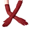 Guanti lunghi trasparenti in rete da 55 cm da donna elasticizzati per feste protezione solare - Confezione in cartoncino / Borgogna
