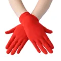 Elegante rote kurze Stretchhandschuhe für Damen, atmungsaktives Material für Auftritte. - Einheitsgröße / Rot