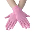 Rosa elastische kurze Handschuhe Detailaufnahme, weicher atmungsaktiver Stoff für Handpflege. - Einheitsgröße / Rosa