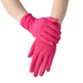Rosa elastische Satinhandschuhe kurz für Damen, elegante Etikette und Tanzperformance. - Einheitsgröße / Fuchsia