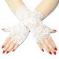 Damen weiße spitze fingerlose handschuhe braut hochzeit sonnenschutz fahrhandschuhe - Einheitsgröße / Weiß