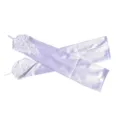 Elegante weiße Satin-Lange Handschuhe mit feiner Stickerei und Perlen für Abendpartys. - Einheitsgröße / Einheitsgröße / Weiß